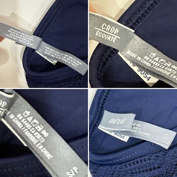 Aerie Cropped Helter Neck Blue Lace Swimsuit Top Size SP Adjustable - Picture 11 of 16